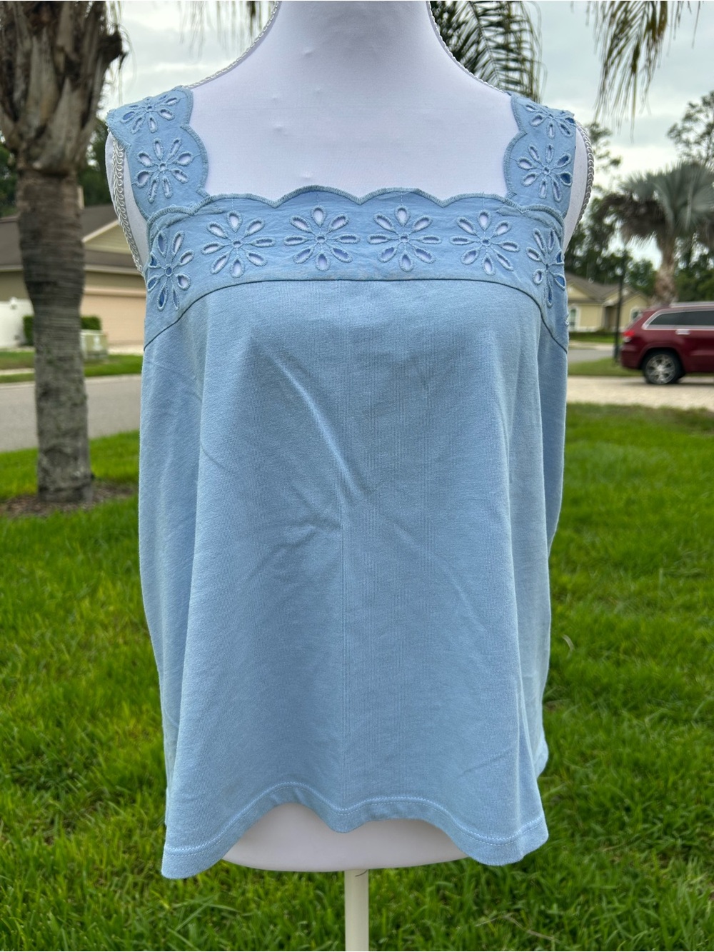 NWT🌷LOFT Baby Blue Eyelet Tank Top